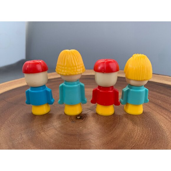 Vintage 1970s Matchbox Little People Figures Set of 4 with Number & Flower Desig - Picture 2 of 6